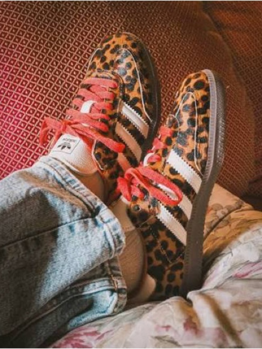 adidas Leopard Print Sneakers with red Accents